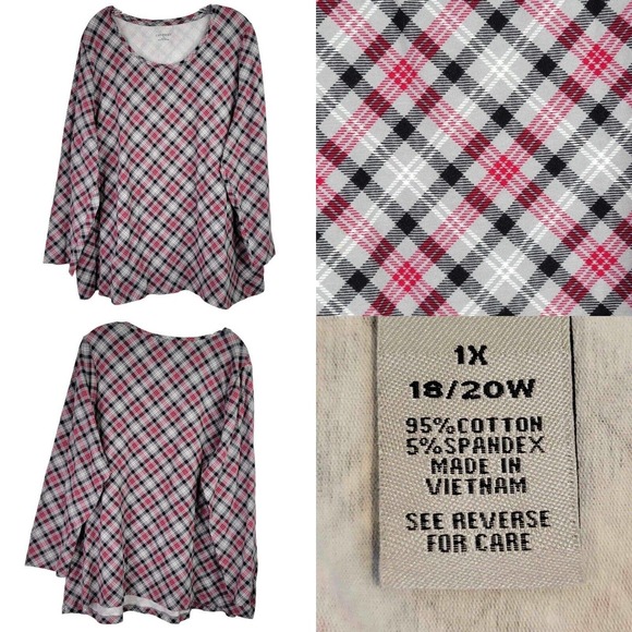 Catherines Red and Black Plaid Blouse - Picture 1 of 11